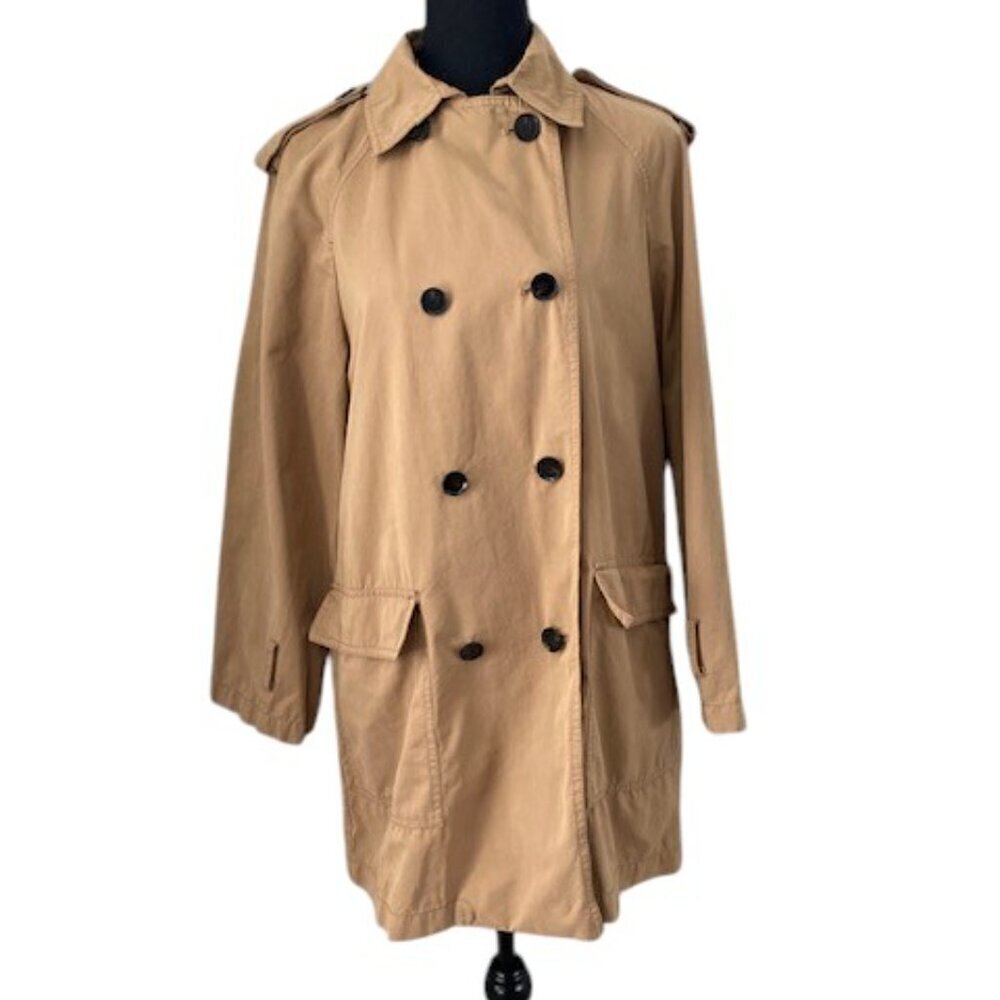 ZARA Khaki/Camel Tan Double Breasted Trench Raincoat Jacket XS - Picture 3 of 13